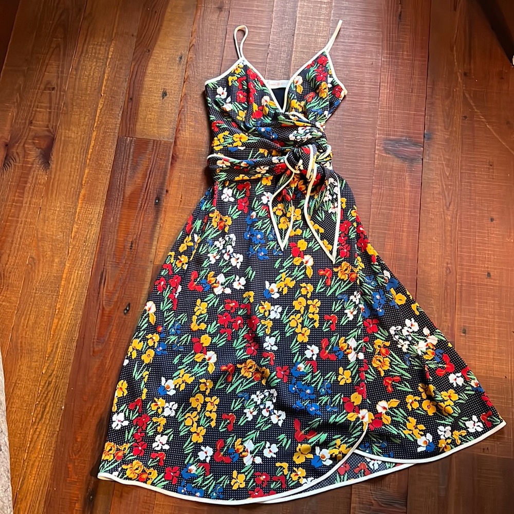 Tory Burch Floral Dress - Black, Red, Yellow